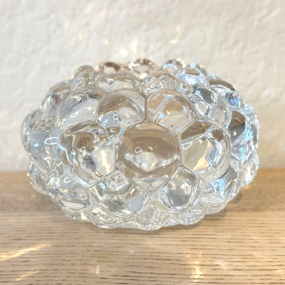 Orrefors Raspberry Art Glass Votive Candle Holder Tealight Bubble Texture Modern